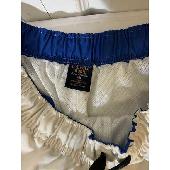 U.S. Polo Assn Men's Sz L Swim Trunks Board‎ Shorts White Blue Cargo - Picture 2 of 8